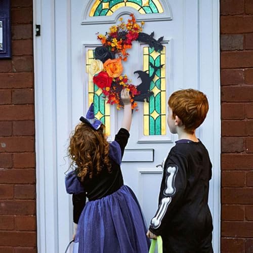 Halloween Moon Black Wreath Orange