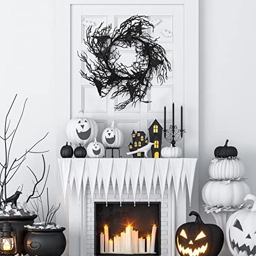 14 Inches Black Glitter Crow Halloween Wreath