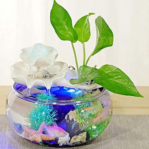 White Tabletop Fountain with Lotus Design for Home Decor
