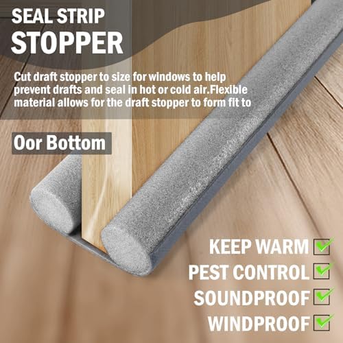 Lineba Door Draft Stopper 36 Inch Adjustable Grey Seal