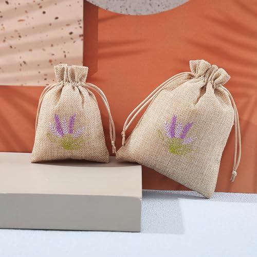 Set of 10 Cotton Linen Scented Lavender Bags for Jewelry Storage