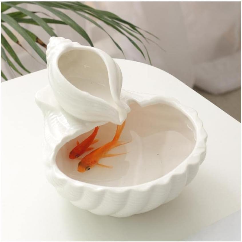 Conch Tabletop Fountain Ceramic Indoor Decor Home Office Bedroom Zen Relaxation