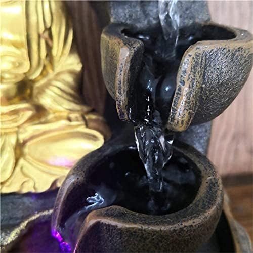 118 Inch Buddha Fountain with LED Light and Natural River Stones