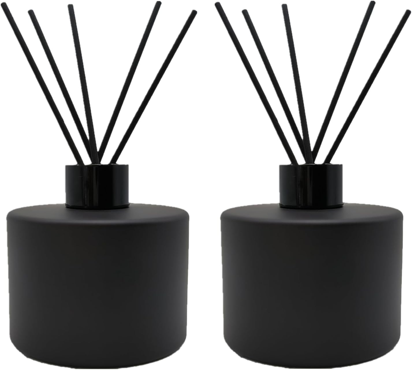 2PCS Matte Black Glass Diffuser Bottles with Essential Oil Sticks