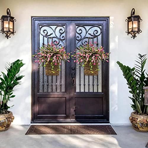 Bluelans Pink Berry Wildflower Door Hanger Basket Wreath