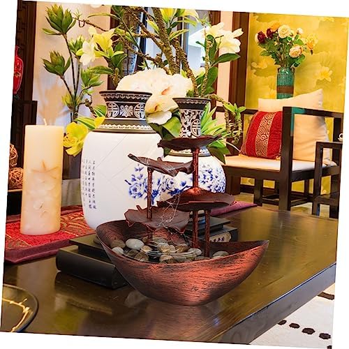Luxshiny Waterfall Decor Tabletop Fountain with LED Light