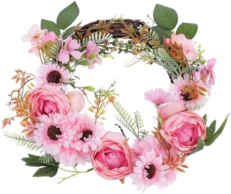 Luxshiny Elegant Simulated Peony Wreath Door Decor Random Color