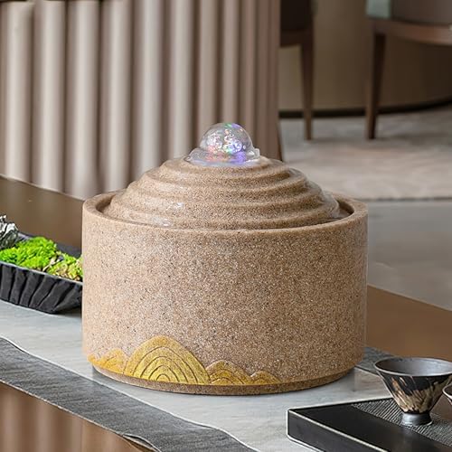 White Sandstone Tabletop Fountain for Home Office Decor