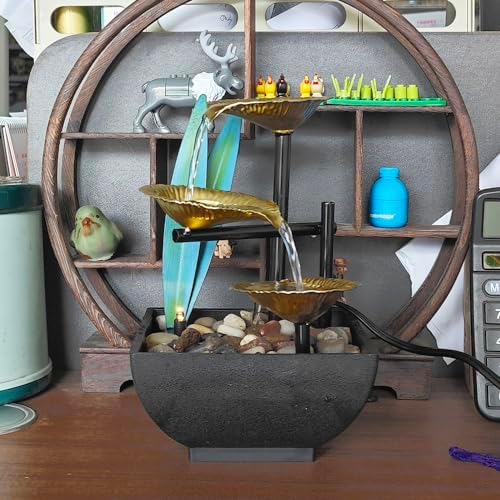 YOUUGIOR Tabletop Water Fountain with LED Light and Soothing Sound