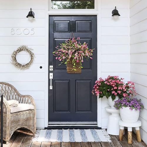 Hydrangea Door Wreath Pink Spring Summer Artificial Flower Decor