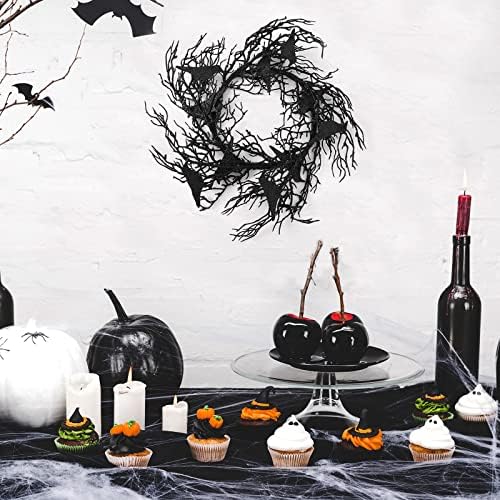 14 Inches Black Glitter Crow Halloween Wreath
