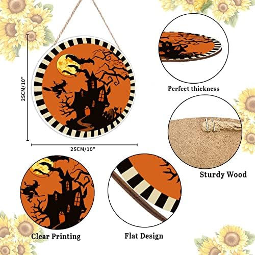 Happy Halloween Wood Sign Door Hanger 10x10in