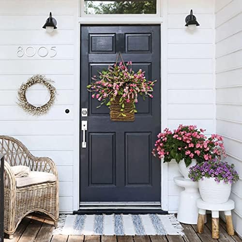 Bluelans Pink Berry Wildflower Door Hanger Basket Wreath