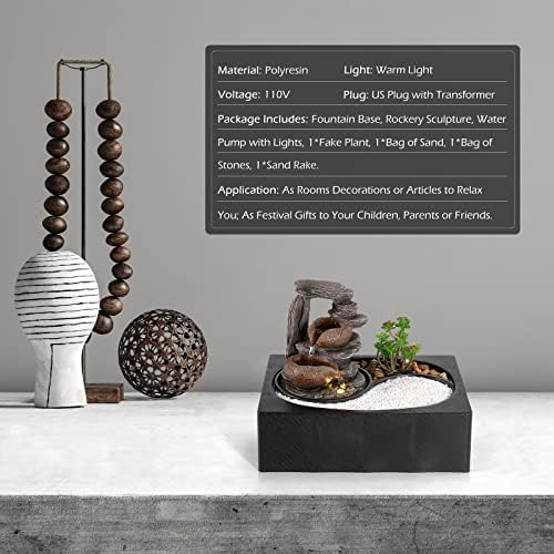 Dyna-Living 2pcs Tabletop Water Fountain with Pump for Home and Office Decor