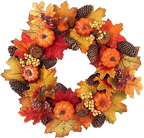 Autumn Wreath with Maple Leaves and Berries