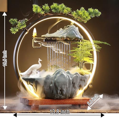 Peacock Horse Crane Animal Water Fountain with Lights and Mist