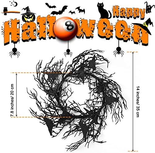 14 Inches Black Glitter Crow Halloween Wreath