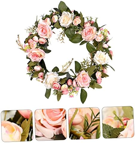 PRETYZOOM Artificial Rose Wreath Door Decor