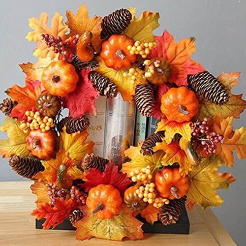 Autumn Wreath with Maple Leaves and Berries