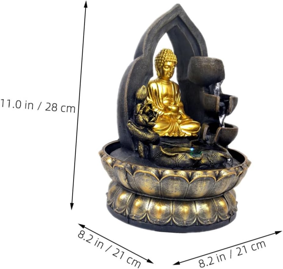 Buddha Waterfall Fountain LED Light Resin Indoor Decor