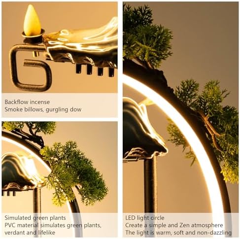 Indoor Tabletop Fountain with People Statue and LED Light