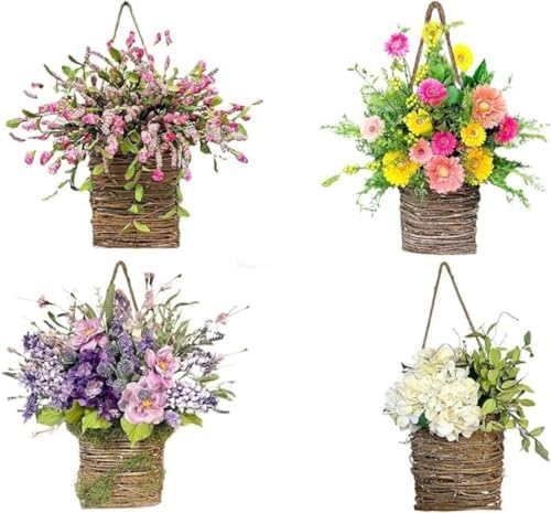 Cream Hydrangea Wreath Door Decor Basket