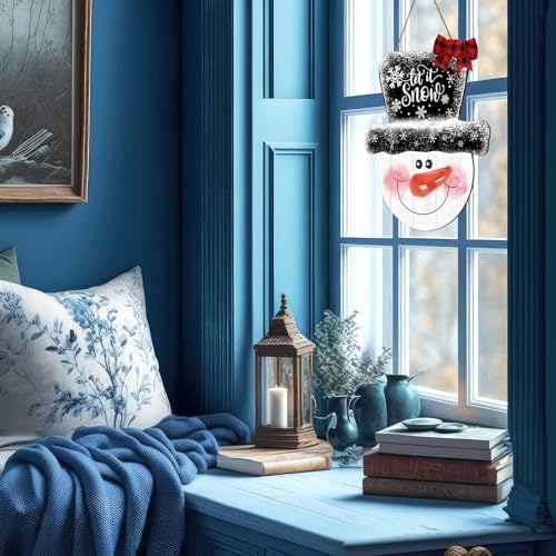 Whaline Christmas Snowman Wooden Door Hanger Sign