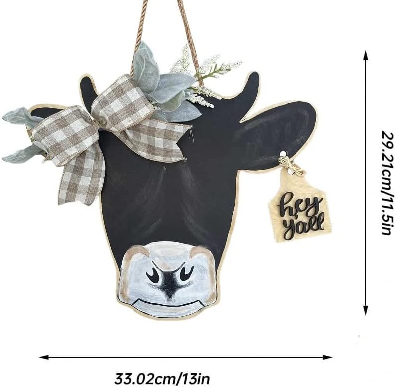 Cow Head Door Wreath Welcome Sign Farmhouse Decor