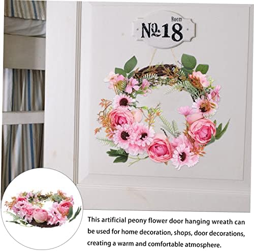 Luxshiny Elegant Simulated Peony Wreath Door Decor Random Color