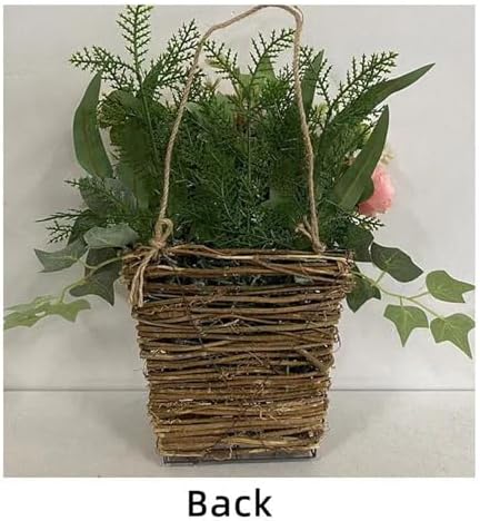 Colorful Peonies Rattan Hanging Wreath for Front Door