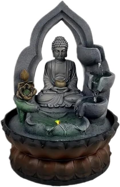 Zen Buddha Tabletop Fountain with LED Light