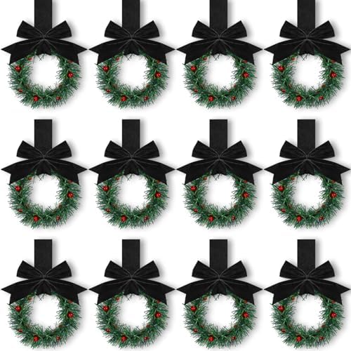 Retrowavy 12 Pcs Mini Christmas Wreath Decor