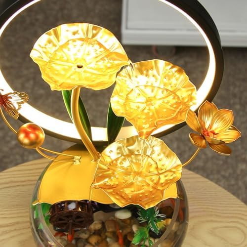 Modern Lotus Leaf Tabletop Fountain with LED Light and Decorative Butterfly