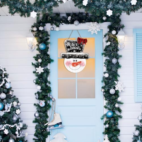 Whaline Christmas Snowman Wooden Door Hanger Sign