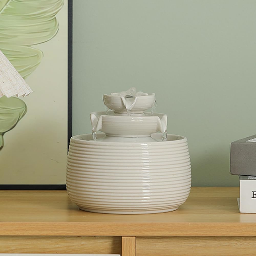 Ceramic Tabletop Fountain Indoor Outdoor Water Feature
