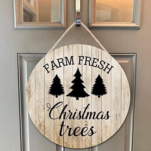 Farmhouse Door Hanger 12x12in Wood Wreath Sign Funny Holiday Decor