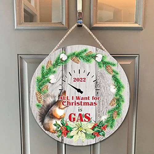 Farmhouse Door Hanger Funny Christmas Wreath Sign 10x10in Wood Decor