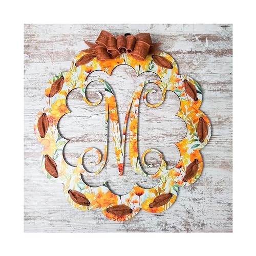 Initial Autumn Door Hanger Fall Wreath Monogrammed
