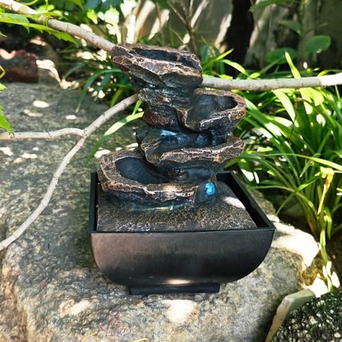 YOUUGIOR 4-Tier Tabletop Water Fountain with LED Lights