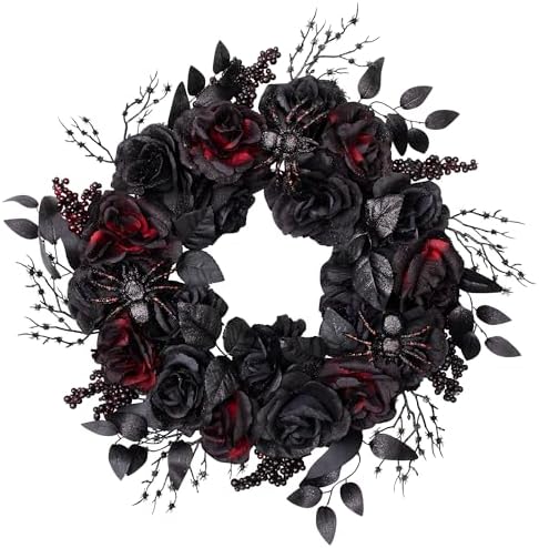 Northlight Halloween Spider Wreath 24 Inch Red Black