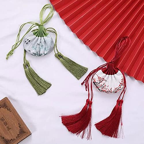 6 Pcs Chinese Silk Brocade Coin Bags with Drawstring Pouches
