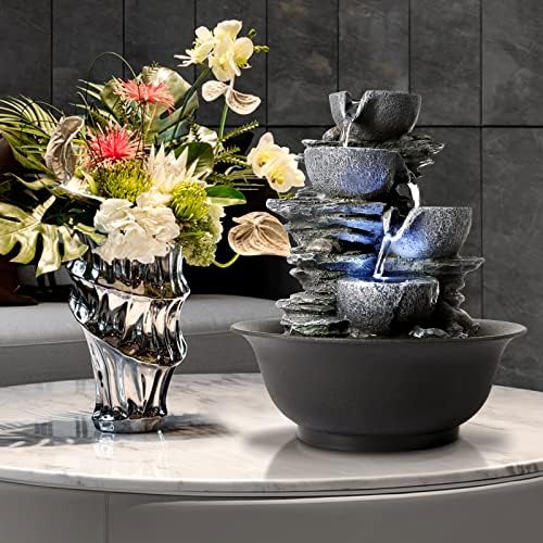 WICHEMI Tabletop Indoor Fountain with LED Light