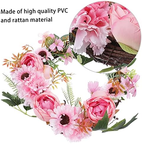 Luxshiny Elegant Simulated Peony Wreath Door Decor Random Color