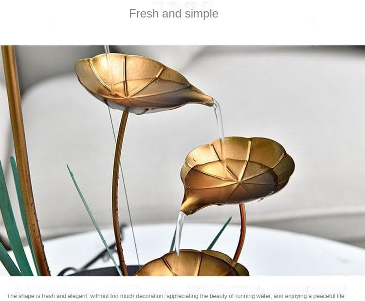 Generic BTMDECOR Small Tabletop Fountain Indoor Home Decor Accent Living Room Bedroom Kitchen Bathroom Office Gold