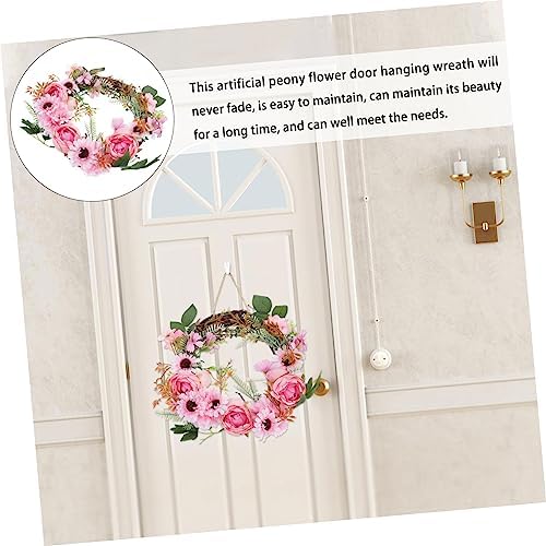 Luxshiny Elegant Simulated Peony Wreath Door Decor Random Color