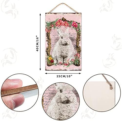 Easter Bunny Welcome Sign Door Decor 10x16 Inch