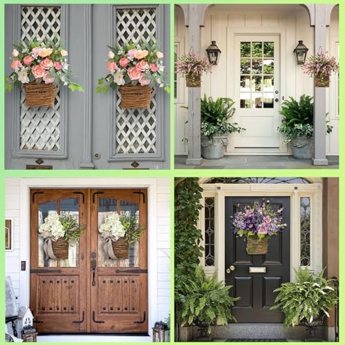 Cream Hydrangea Door Hanger Basket Wreath
