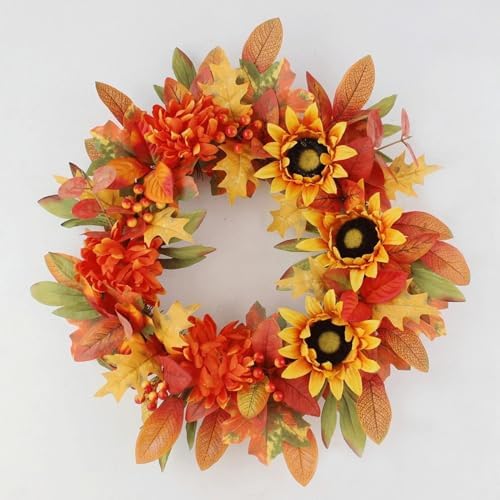 Orange Plastic Wreath 16x16 Inches Lightweight Home Decor