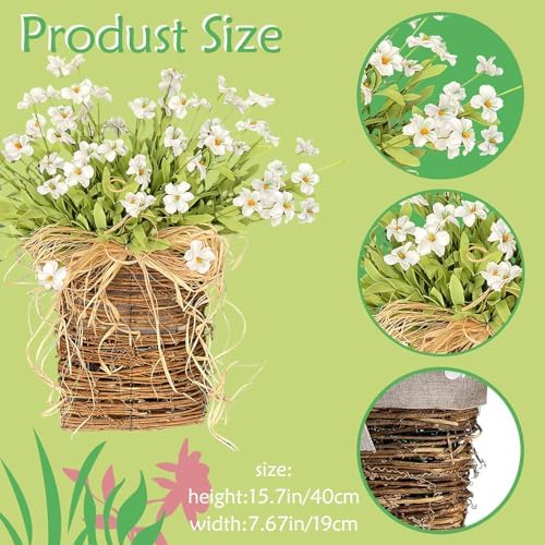 Cream Hydrangea Door Wreath Basket Hanger for Front Door Spring Decor