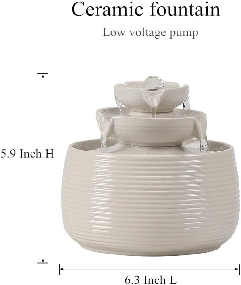 Ceramic Tabletop Fountain Indoor Outdoor Water Feature